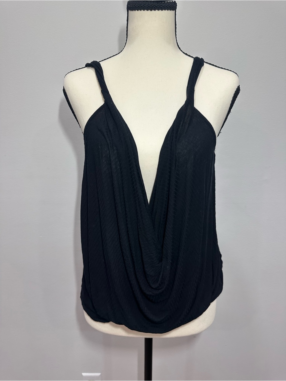FREE PEOPLE Women’s Black Draped Cowl Neck Tank Top Swim Coverup Size Medium